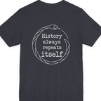 History Always Repeats Back Print Premium Tee - Heather Navy back