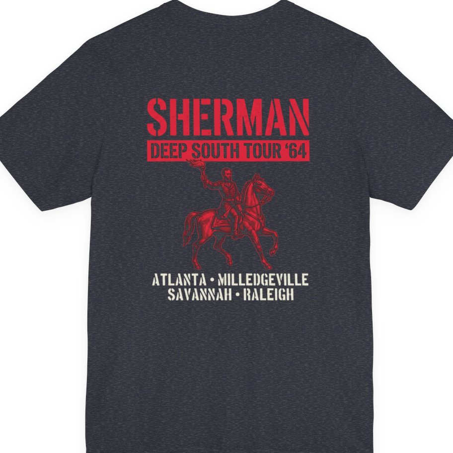 Sherman Deep South Tour Vintage Back Print Premium Tee - Heather Navy back