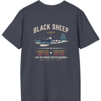 Black Sheep Squadron Crest Back Print T-Shirt - Heather Navy back