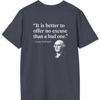 George Washington No Excuse Back Print T-Shirt - Heather Navy back
