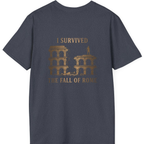 I Survived The Fall of Back Print T-Shirt - Heather Navy back