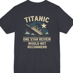 Titanic One Star Review Back Print Premium Tee - Heather Navy back