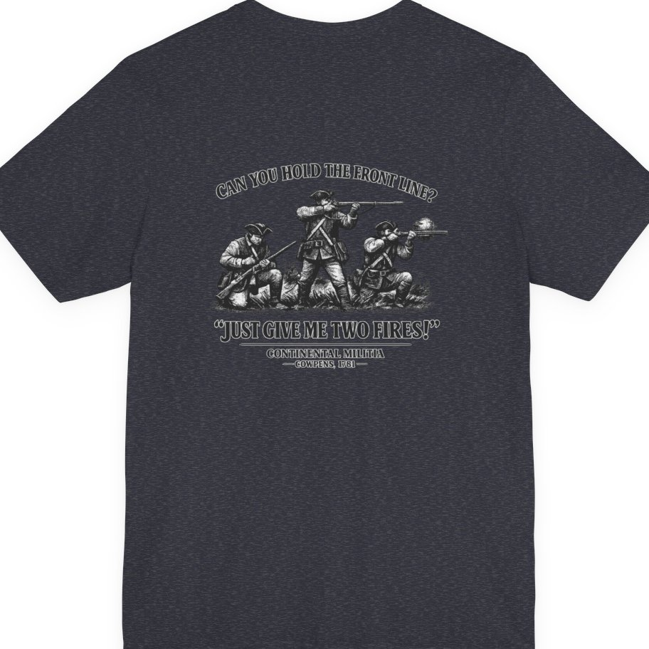 Continental Militia Two Fires Cowpens Back Print Premium Tee - Heather Navy back