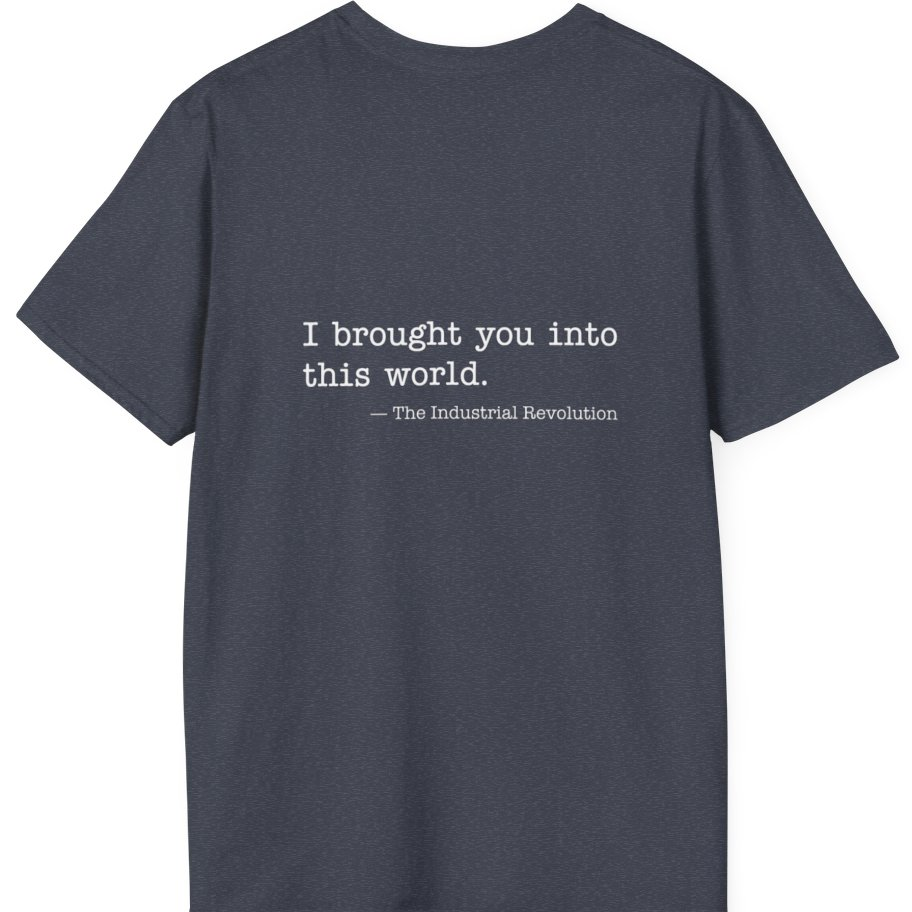 Industrial Revolution Quote Back Print T-Shirt - Heather Navy back