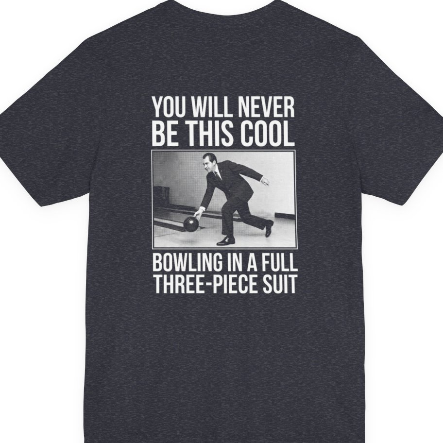 Nixon Suit Bowling Flex Back Print Premium Tee - Heather Navy back