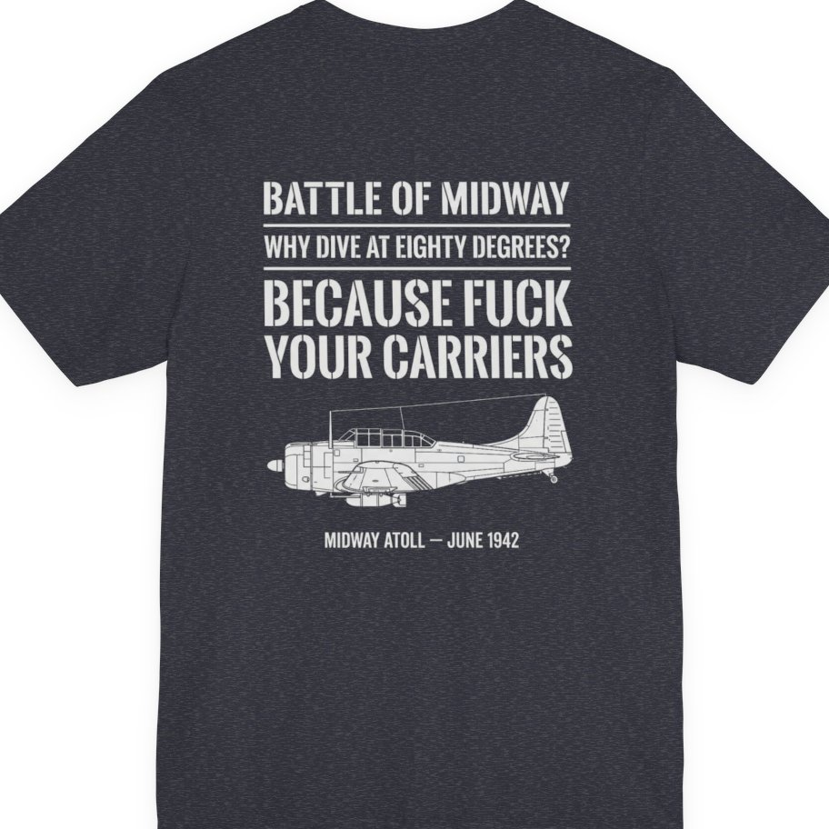 Battle of Midway Back Print Premium Tee - Heather Navy back