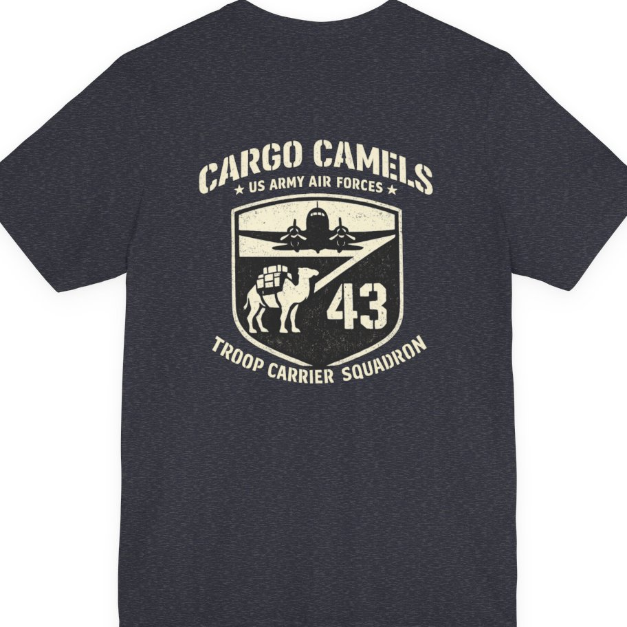 Cargo Camels WWII Usaaf Troop Back Print Premium Tee - Heather Navy back