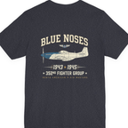 Blue Nosed Fighter Group Back Print Premium Tee - Heather Navy back