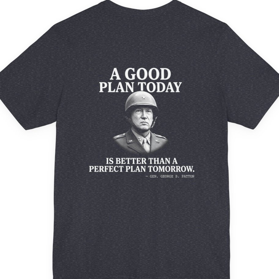 Patton Good Plan Back Print Premium Tee - Heather Navy back
