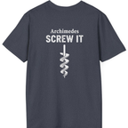 Archimedes Screw It Back Print T-Shirt - Heather Navy back