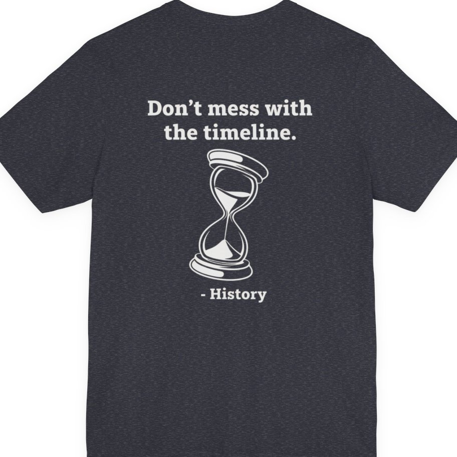 Time Travel Paradox Back Print Premium Tee - Heather Navy back