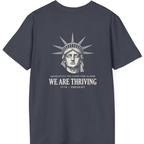 Lady Liberty We Are Thriving Back Print T-Shirt - Heather Navy back