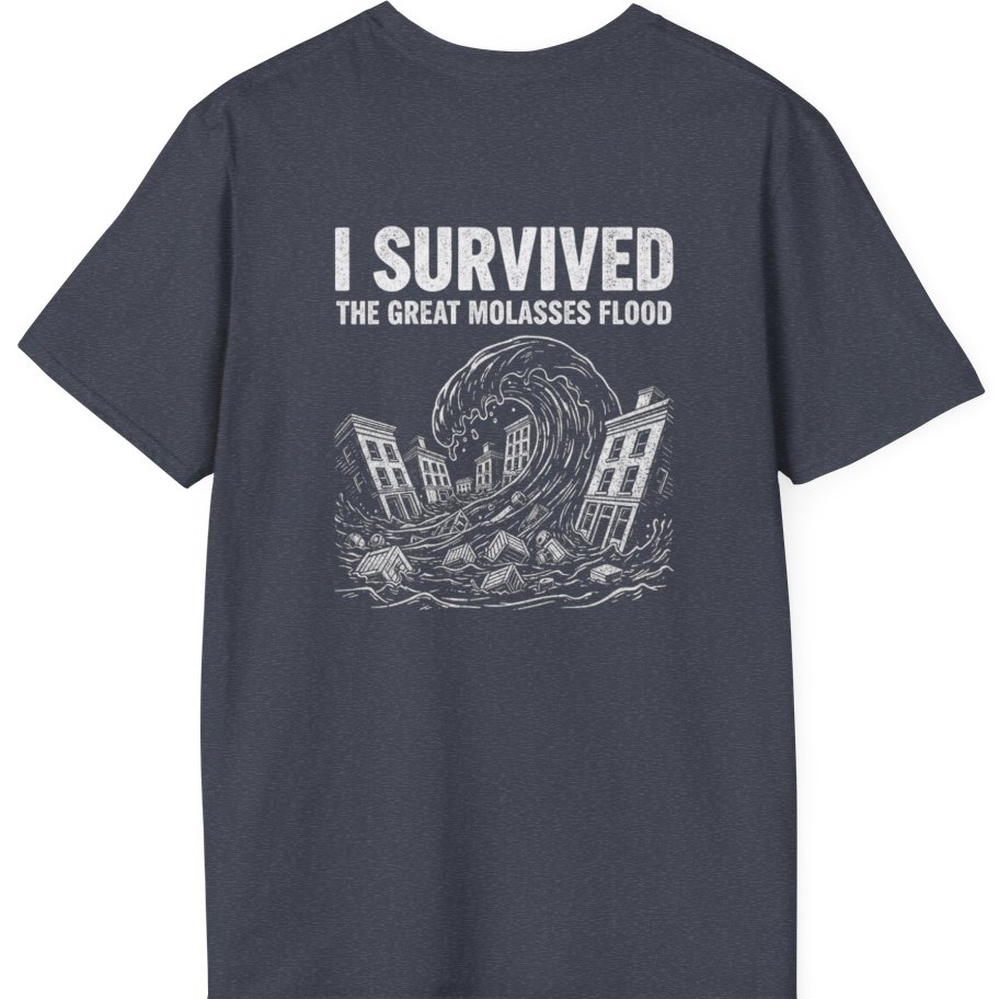 Great Molasses Flood Back Print T-Shirt - Heather Navy back