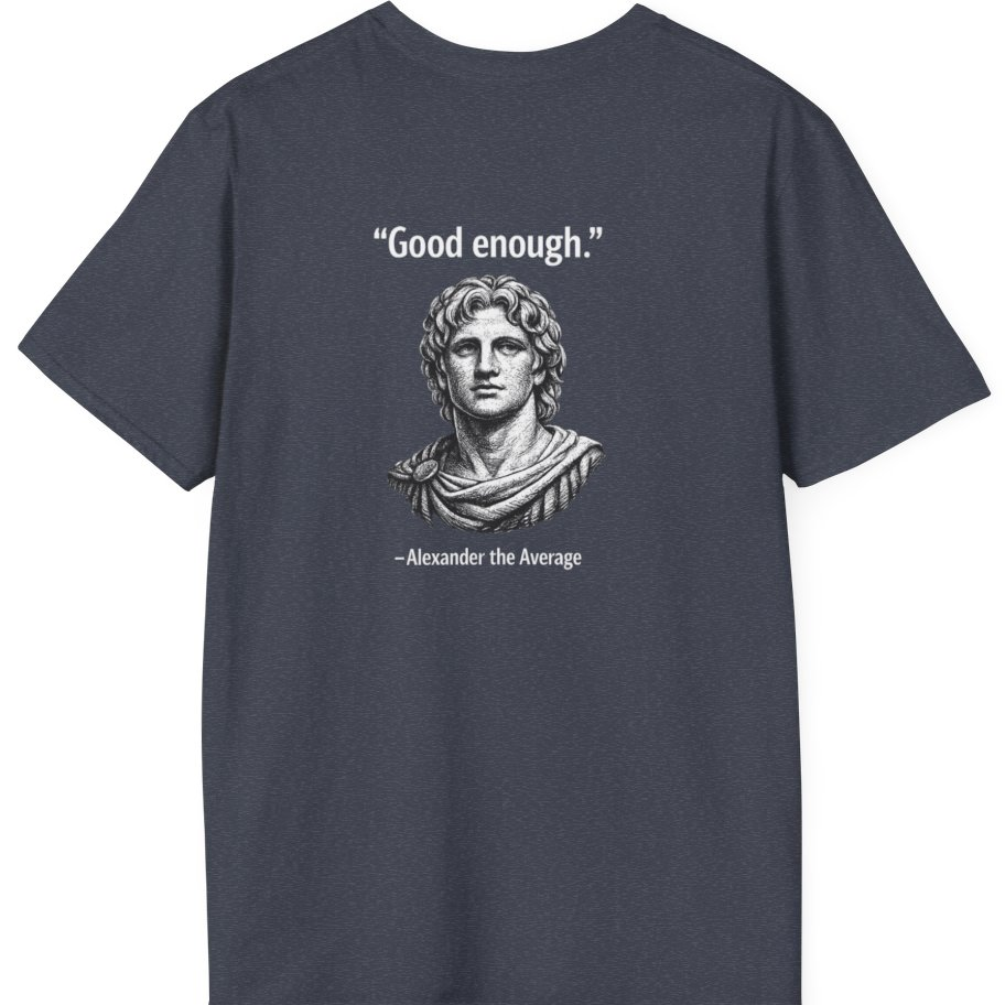 Alexander The Average Good Enough Back Print T-Shirt - Heather Navy back
