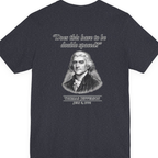 Thomas Jefferson Procrastination Double Spaced Back Print Premium Tee - Heather Navy back