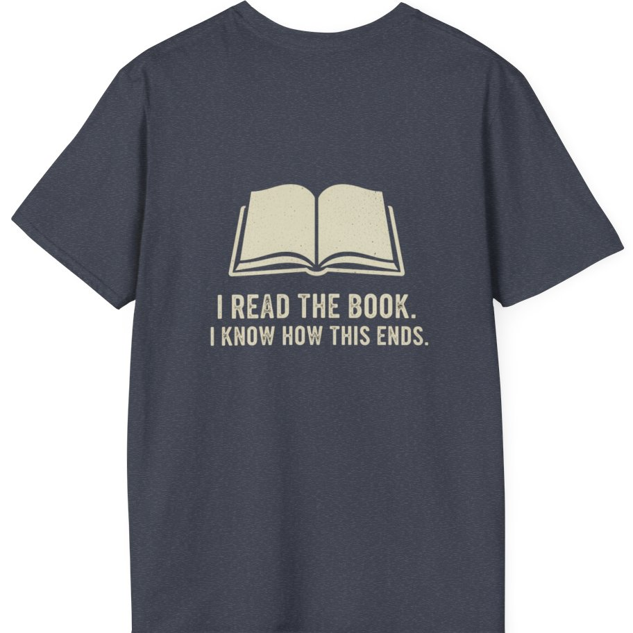 I Read The Book Back Print T-Shirt - Heather Navy back