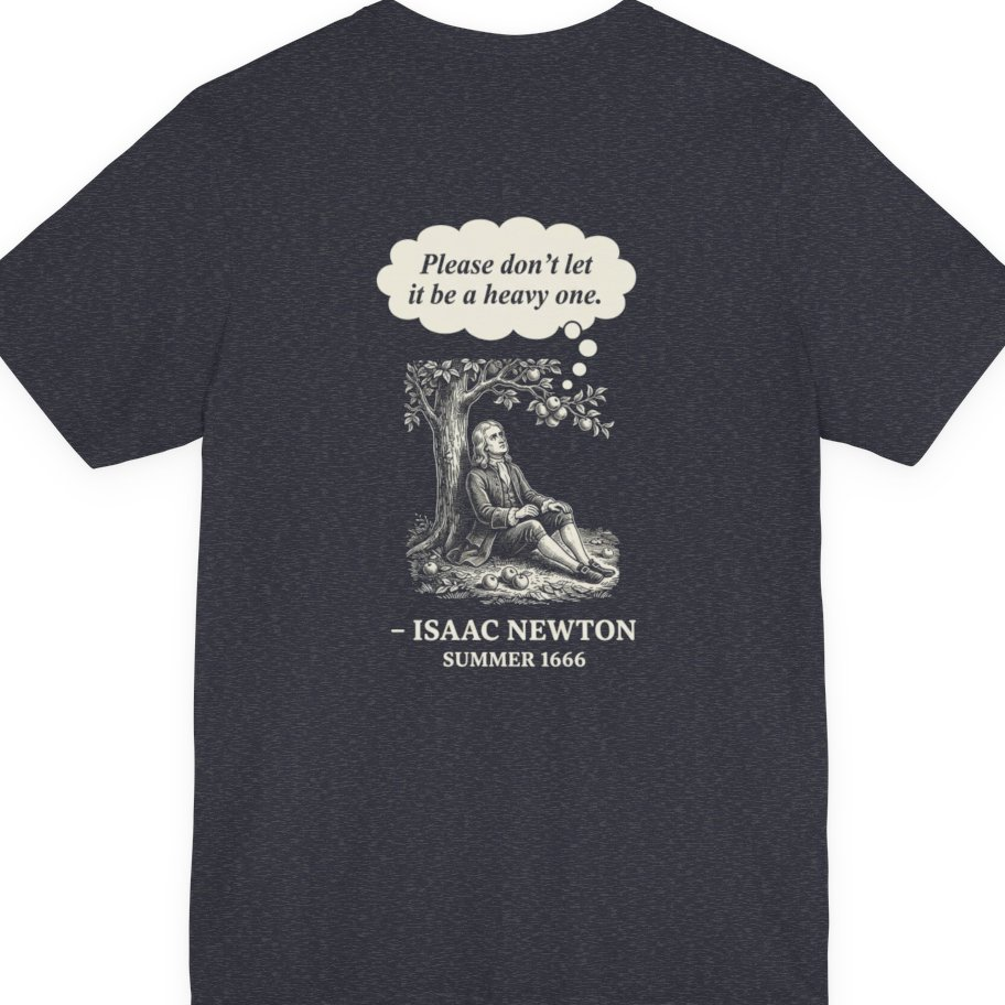 Newton Gravity Anxiety Back Print Premium Tee - Heather Navy back
