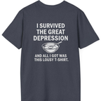 Great Depression Back Print T-Shirt - Heather Navy back