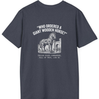Trojan Horse Deadpan Satire Back Print T-Shirt - Heather Navy back