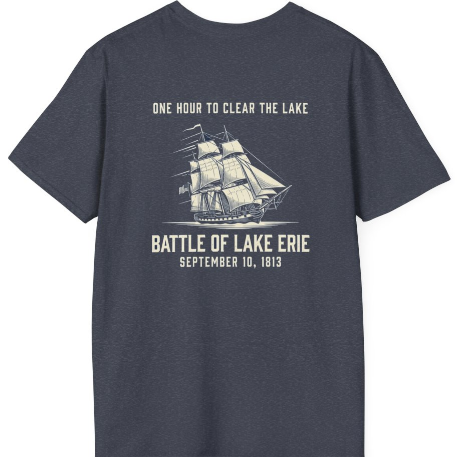 Battle of Lake Erie Back Print T-Shirt - Heather Navy back