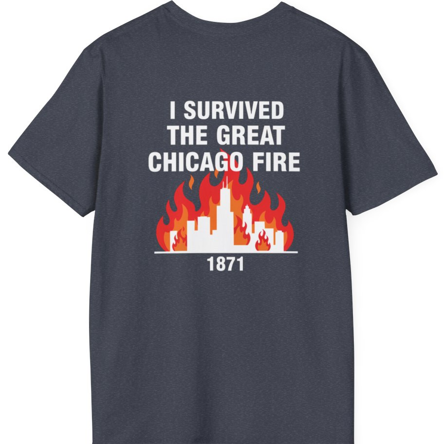 Great Chicago Fire Classic Back Print T-Shirt - Heather Navy back