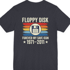 Floppy Disk Memorial Back Print Premium Tee - Heather Navy back