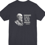 Socrates Ignorance Is Bliss Quote Back Print Premium Tee - Heather Navy back