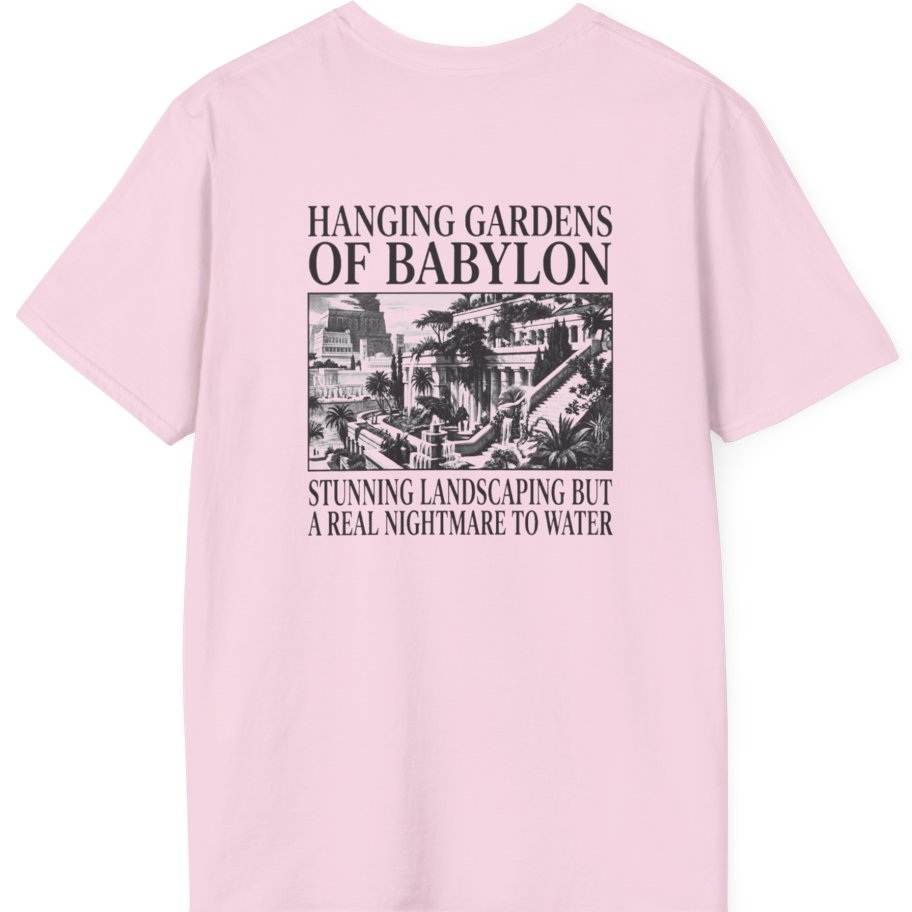 Hanging Gardens Landscaping Back Print T-Shirt - Light Pink back
