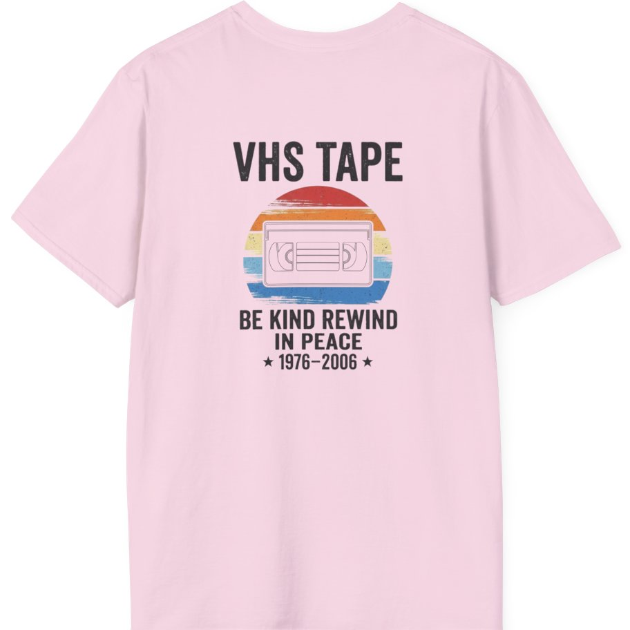 Vhs Tape Memorial Back Print T-Shirt - Light Pink back