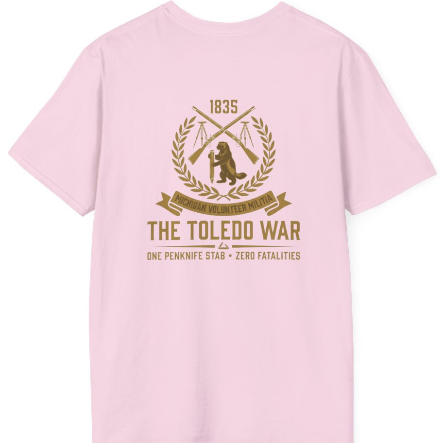 The Toledo War Michigan Volunteer Back Print T-Shirt - Light Pink back