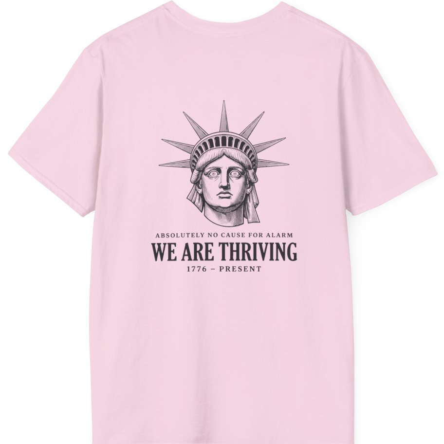 Lady Liberty We Are Thriving Back Print T-Shirt - Light Pink back