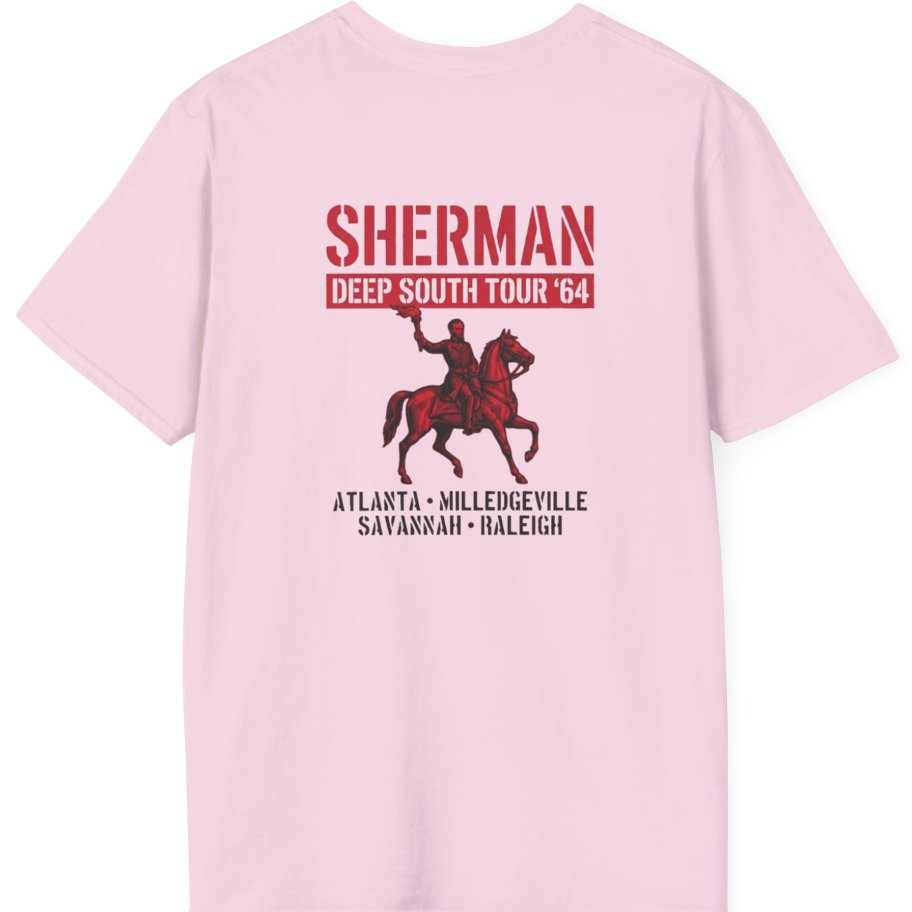 Sherman Deep South Tour Vintage Back Print T-Shirt - Light Pink back