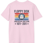 Floppy Disk Memorial Back Print T-Shirt - Light Pink back