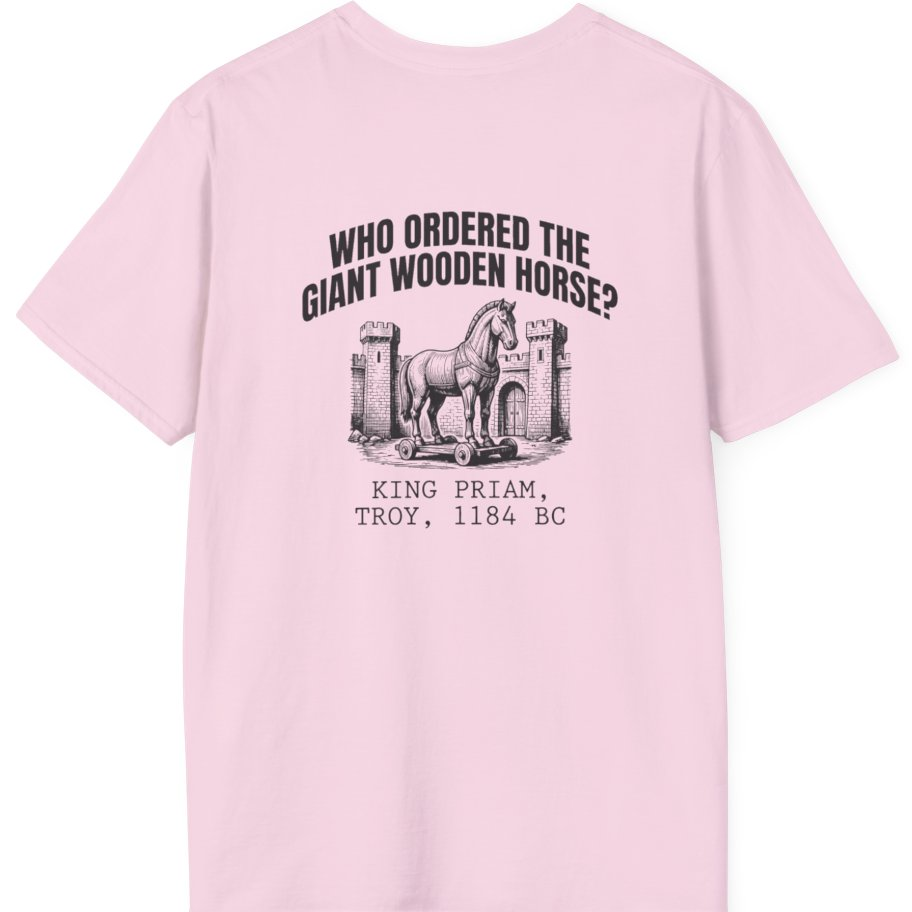 Trojan Wooden Horse Back Print T-Shirt - Light Pink back