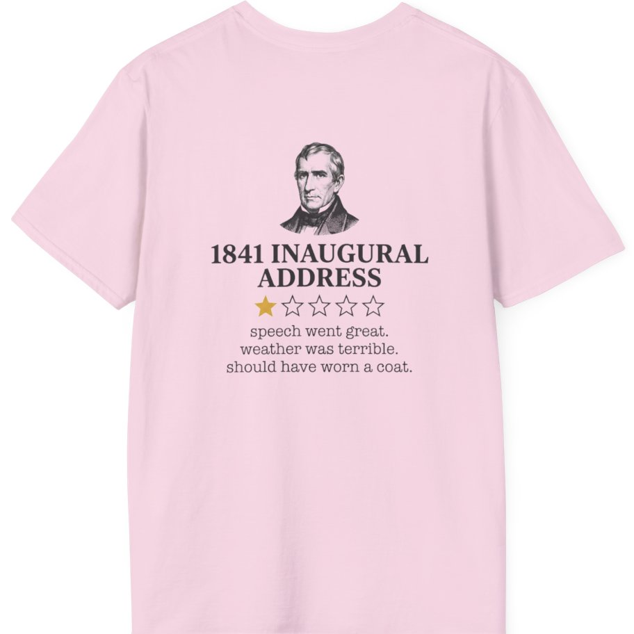 Inaugural Address Review Back Print T-Shirt - Light Pink back