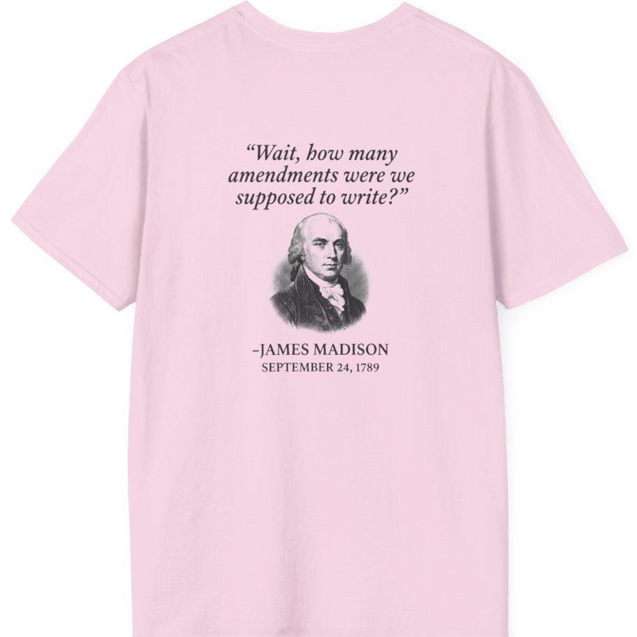 Madison Bill of Rights Deadline Back Print T-Shirt - Light Pink back
