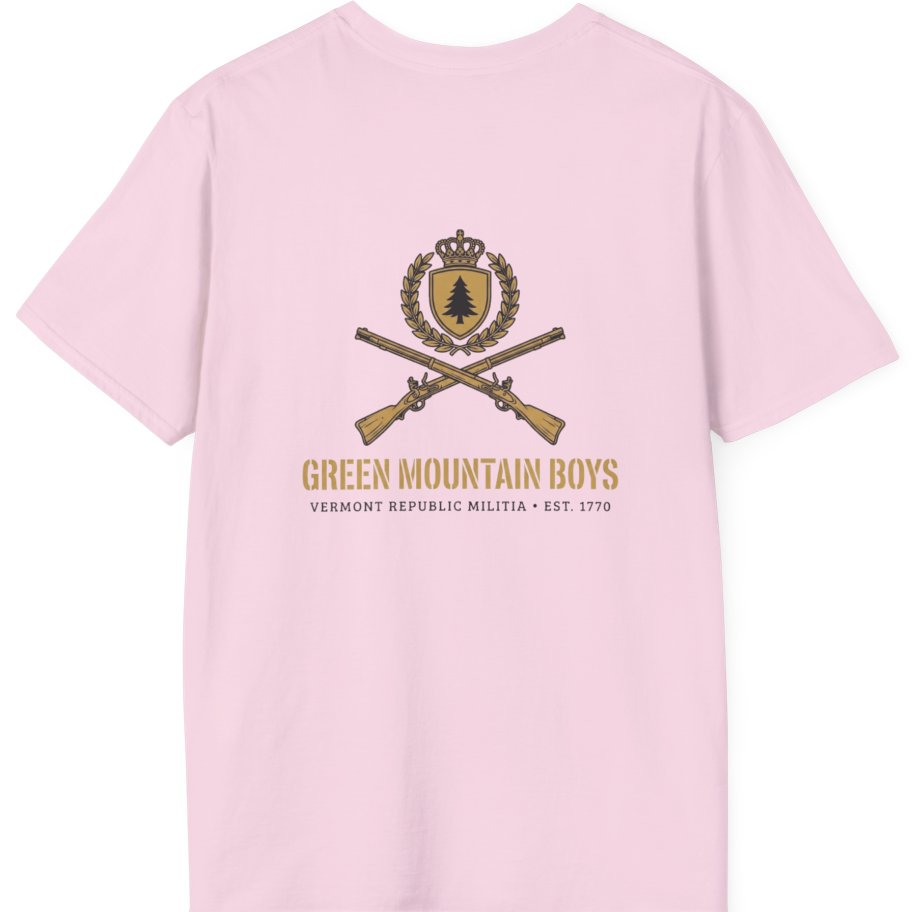 Green Mountain Boys Crest Back Print T-Shirt - Light Pink back