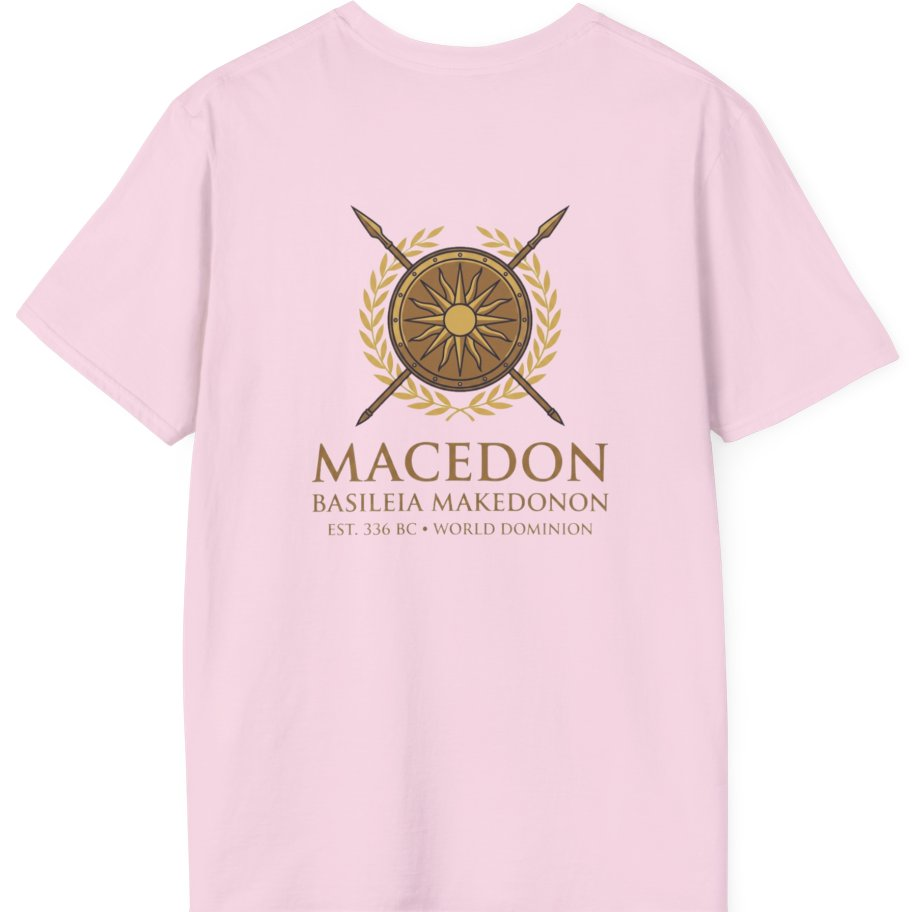 Macedonian Empire Crest Back Print T-Shirt - Light Pink back
