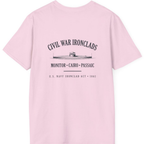 Civil War River Ironclads Back Print T-Shirt - Light Pink back