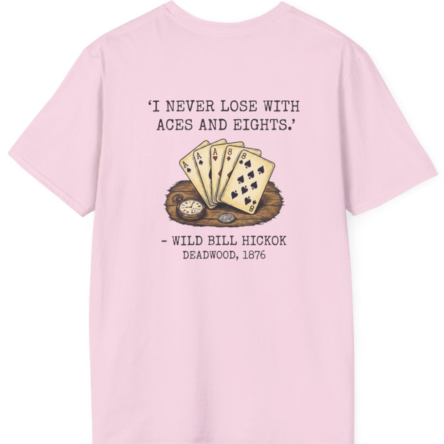 Dead Mans Hand Poker Back Print T-Shirt - Light Pink back