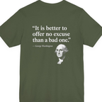George Washington No Excuse Back Print Premium Tee - Military Green back