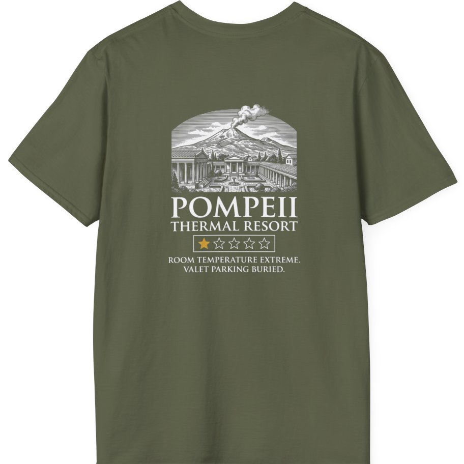 Pompeii Thermal Resort Back Print T-Shirt - Military Green back
