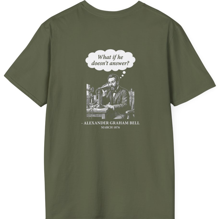 First Phone Call Panic Back Print T-Shirt - Military Green back