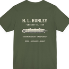 Css Hunley Submarine Memorial Back Print Premium Tee - Military Green back