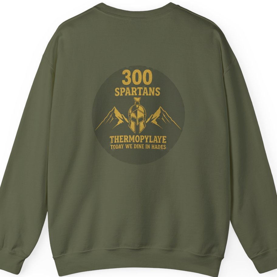 Spartans Thermopylae Back Print Sweatshirt - Military Green back