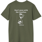 Time Travel Paradox Back Print T-Shirt - Military Green back