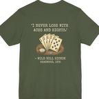 Dead Mans Hand Poker Back Print Premium Tee - Military Green back