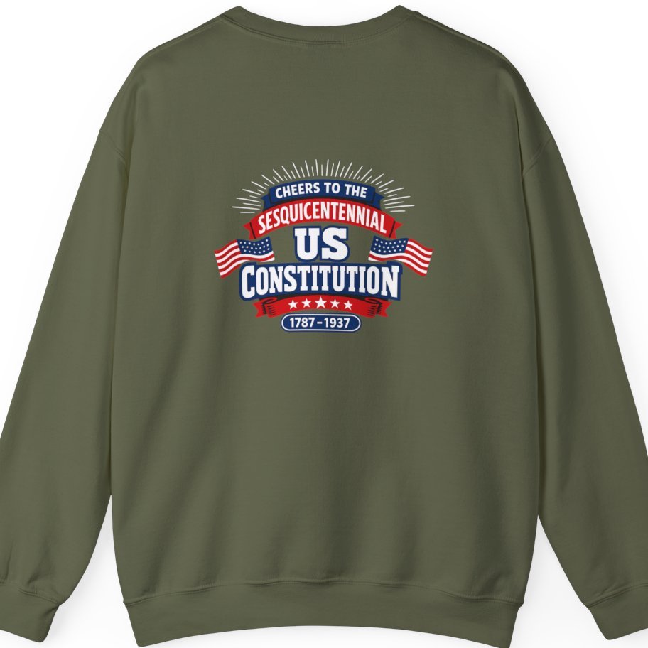 Cheers To The Sesquicentennial Us Back Print Sweatshirt - Military Green back