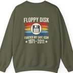 Floppy Disk Memorial Back Print Sweatshirt - Military Green back