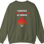 I Survived The Great Fire Back Print Sweatshirt - Military Green back